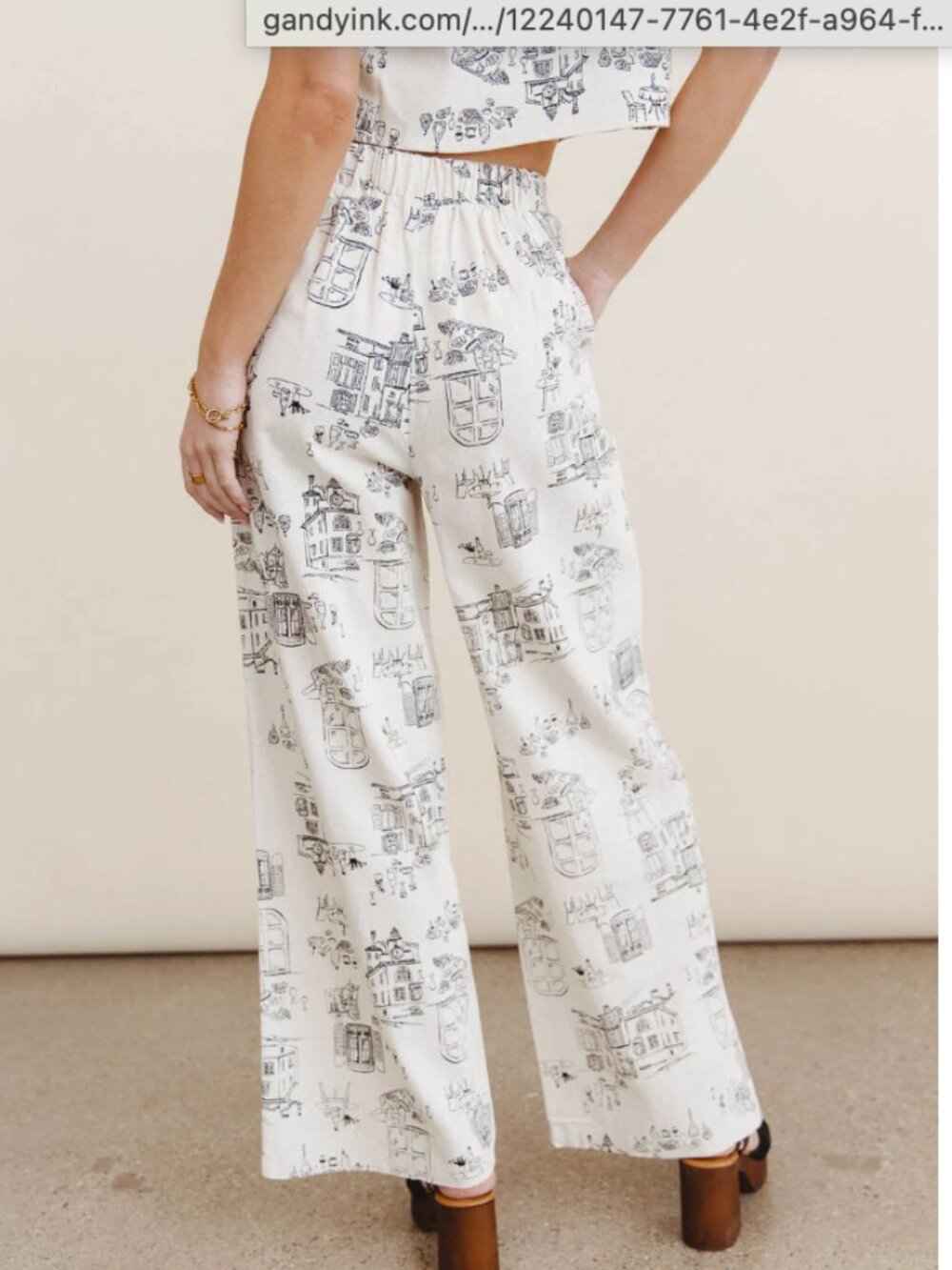 2 Piece Wide Leg Linen Pant/Top Set Size Small - Picture 2 of 10